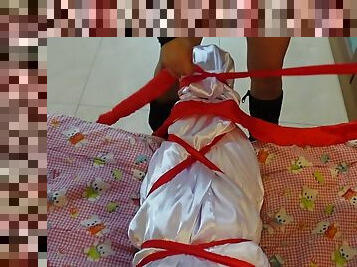 Mummy full body bondage stockings wrap 