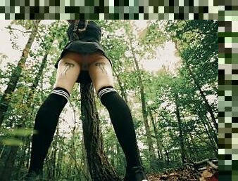 Girl Tied to Tree  Pee Desperation  Wetting Panties Upskirt