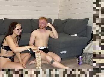 Amateur British couple play sexual jenga