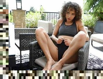 FOOTSIE BABES - Curly-haired Babe Geisha Kyd Uses Her Feet And Pussy To Please A Cock
