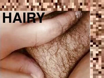 Rubbing my clit hairy juicy pussy