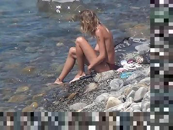 nudiste, en-plein-air, maigre, cam, plage, voyeur, naturel, réalité