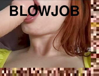 Red Head Deepthroat hot blowjob sucking on cam