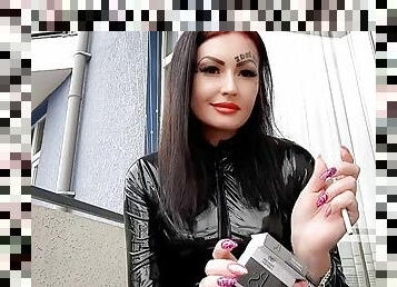 junge, fetisch, rauchen, vorherrschaft, brunette, domina