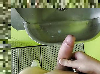 Public cumshot at reststop toilet