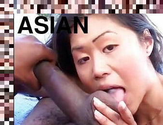 asiatisk, fitta-pussy, avsugning, cumshot, gigantisk-kuk, blandade-raser, svart, bitch, ansiktssprut, vått