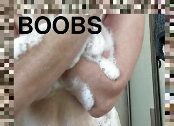 Soapy tities in the shower