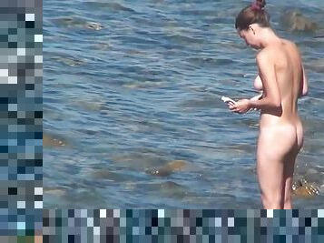 nudisti, vani, kemera, plaža, voajer, prirodno