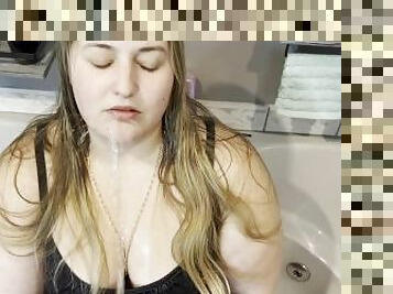 Wife Masturbates Gets Pissed On BBW Pee Slut