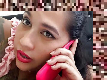 on the phone with my husband while I fuck his best friend