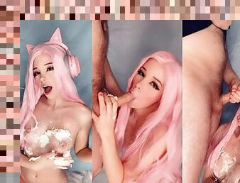 Belle Delphine gives blowjob before cumshot porn video