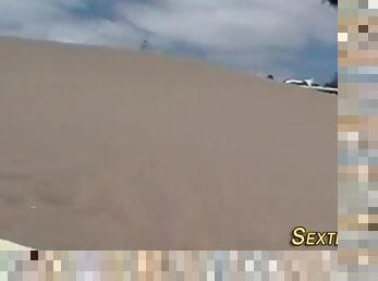 German teen pees on beach