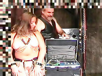 Chubby sub girl plays in the dungeon