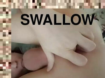 Sissy self suck while milking prostate. Watch as my sissy balls pump my mouth full of cum