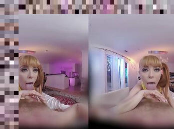 Virtual reality with Penny Pax giving a titjob with a cumshot ending