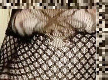 dancing in a sheer fishnet dress- twerking my pawg ass and bouncing my big tits