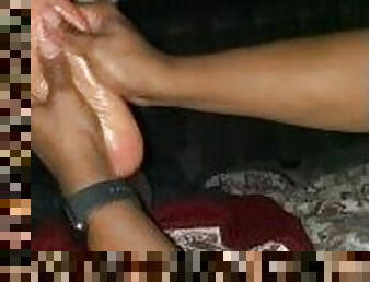 Foot massage greased soles