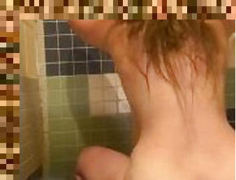 Watch me undress, piss & play with my pussy in the public shower (SORRY ABOUT THE CAMERA ISSUES)