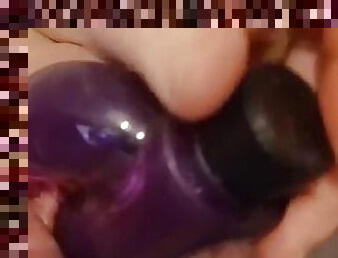 Close up filling myself with my toy until wet an creamy