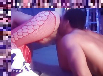 Sexy Step Sister In Fishnet Facesitting Pissing And Ballbusting