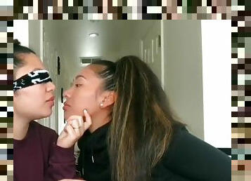 Asian lesbian kissing practice