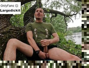 big cock cum at the river