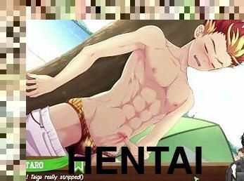 masturbieren, öffentliche, spritzen, beule-schuss, immens-glied, schwer, homosexuell, wichsen, anime, hentai