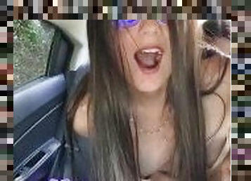 orgasme, umum, vagina-pussy, lesbian-lesbian, remaja, permainan-jari, mobil, pacar-perempuan, seorang-diri