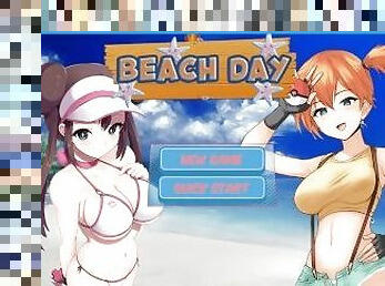 gros-nichons, énorme, babes, japonais, plage, butin, anime, hentai, seins, bite