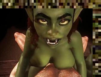 Goblin girl rides cowgirl  3D Porn Short Clip