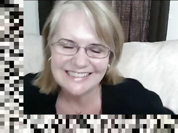 óculos, avózinha, mulher-madura, bochechuda, loira, webcam