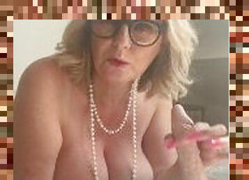 gros-nichons, mature, milf, jouet, branlette, sale, point-de-vue, blonde, gode, fétiche