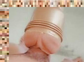 Fucking my Fleshlight in the shower until I blow a huge load
