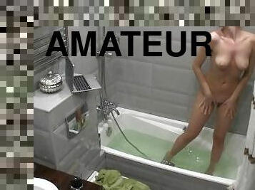 baignade, masturbation, amateur, cam, espion, fille, coquine, douche, attrapée, solo