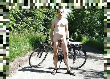 nudist, im-freien, öffentliche, dilettant, spielzeug, biker, fetisch, exhibitionist, wirklichkeit