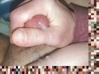 Premature cum watching porn as wife is in the shower