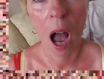 Milf with amazing tits sucks and swallows gallons of cum