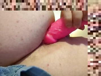 Big Pink Dildo Pops out of Juicy Bubble Butt Boy