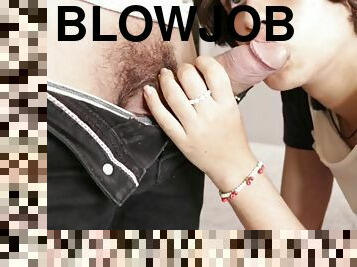 I give my cousin a good blowjob after he comes home from work