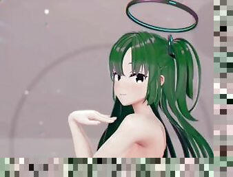 Yuuka Blue Archive Hentai Undress Dance Teddy Bear Playboy Girl MMD 3D Dark Green Hair