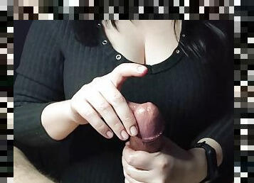 Handjob for him and cum cocktail for me
