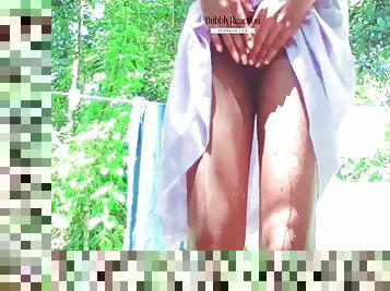 ??? ??? ??? Sri Lankan Collage Girl Bathing Outdoor