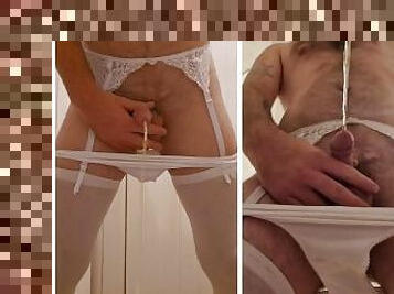 papa, pisser, amateur, gay, lingerie, toilette, fétiche, solo, pappounet, blanc