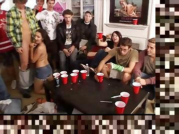 Massive group sex in a college party gone wild absolutely