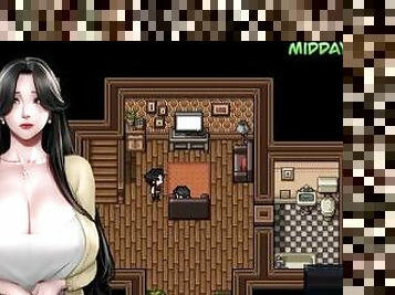 mulher-madura, mãe, meias-calças, excitante, anime, hentai, mãe-mother