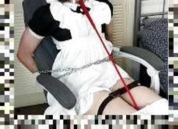 Femboy maid VS unstoppable stroking machine