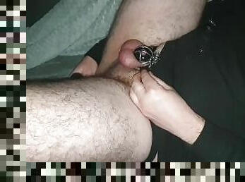Chastity cage and prostate torture with squirt