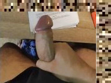 Horny Student Strokes His Big and Thick Cock