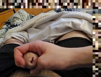 Teen teases cock through boxers for cumshot