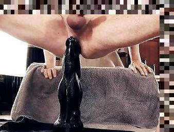 Puppy rides two dildos to a long cum milking orgasm during a live webcam show (uncut)